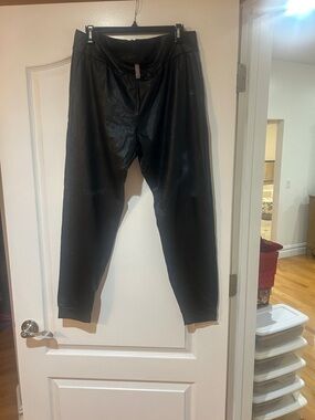 Commando Black Faux Leather Jogger Pants